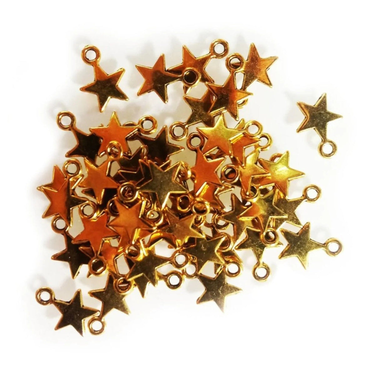 40pcs 11x8mm Bronze Gold Silver Colour Tiny Star Charm Loop Pendant – Gold