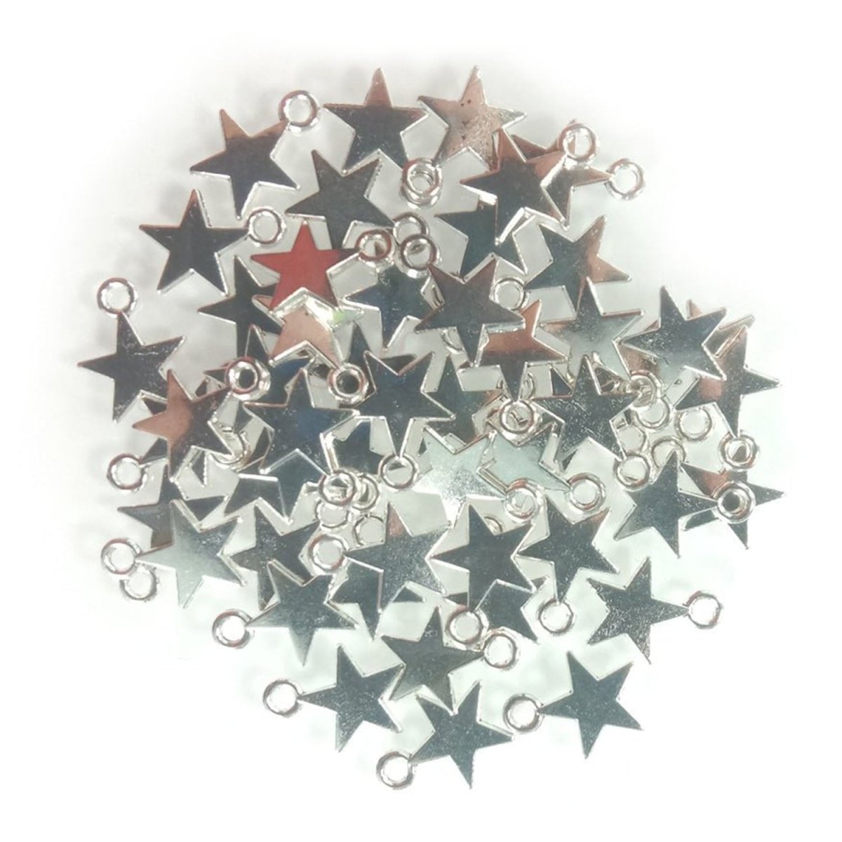 40pcs 11x8mm Bronze Gold Silver Colour Tiny Star Charm Loop Pendant – Silver