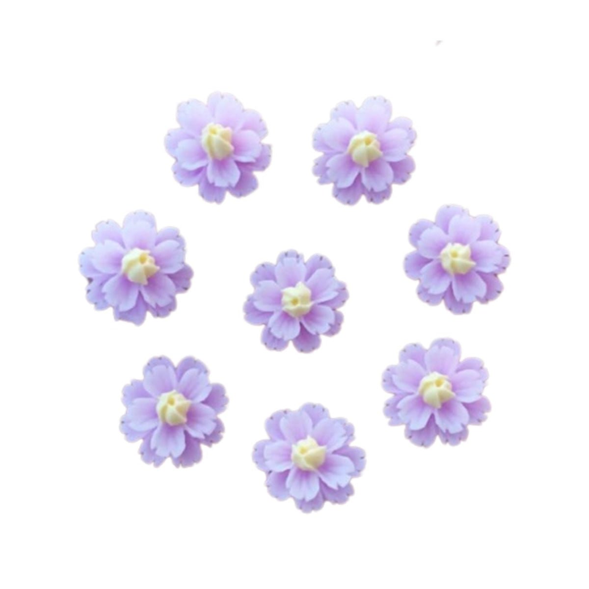 40pcs 3D Flower Flatback Embellishment 13mm Resin – Light Purple