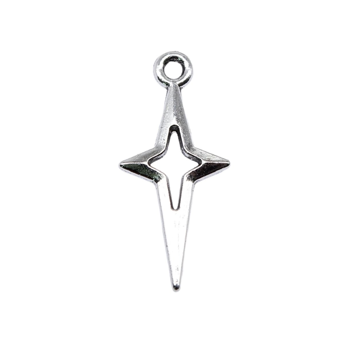 40 Antique Silver Openwork Star Charms 23×10 mm