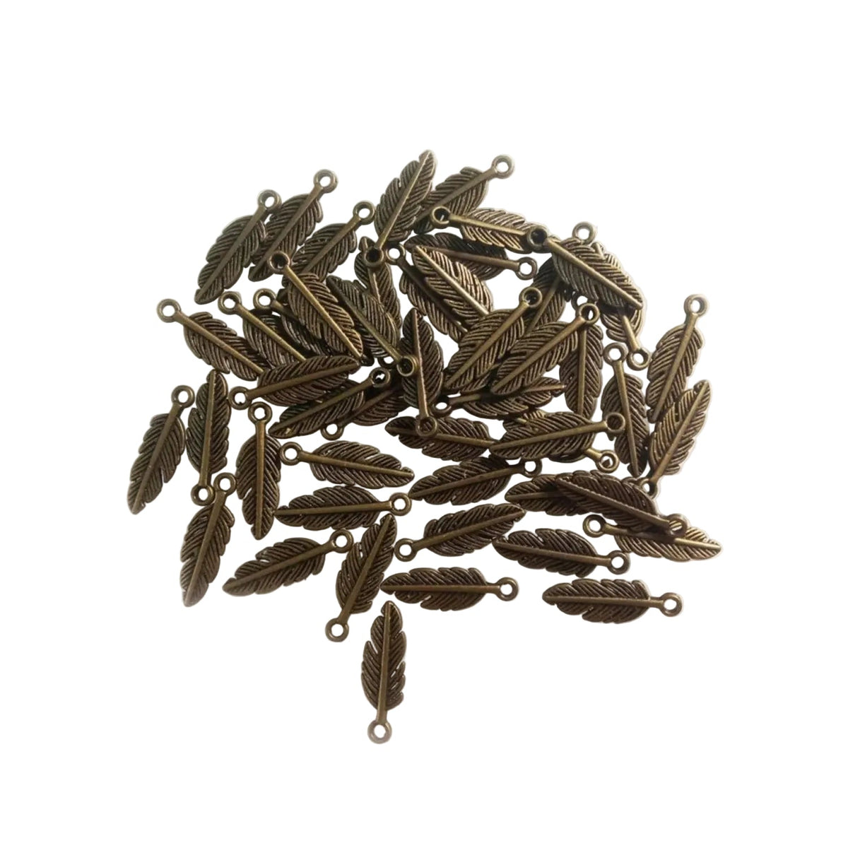 Feather Charms Pendant DIY Metal Jewellery – 40pcs Silver/Gold/Bronze – Bronze