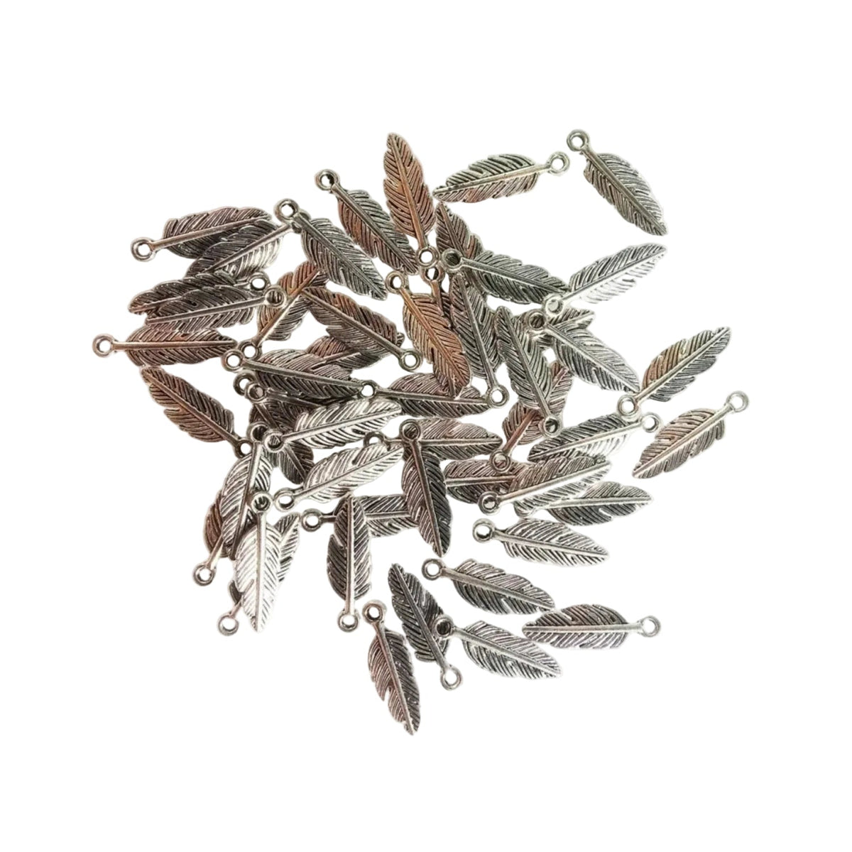 Feather Charms Pendant DIY Metal Jewellery – 40pcs Silver/Gold/Bronze – Silver