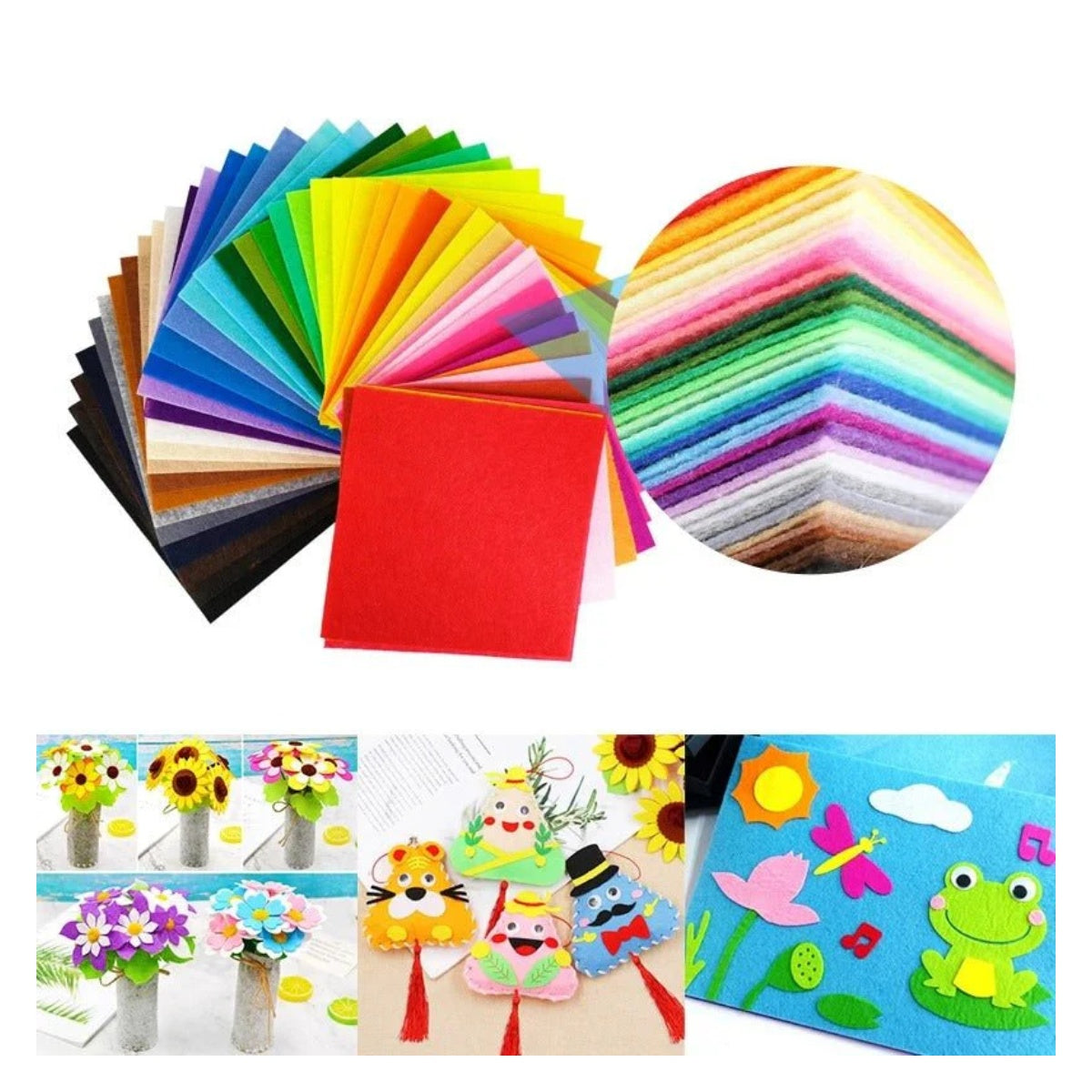 40pcs Felt Square Sheets 10x10cm Nonwoven Fabric