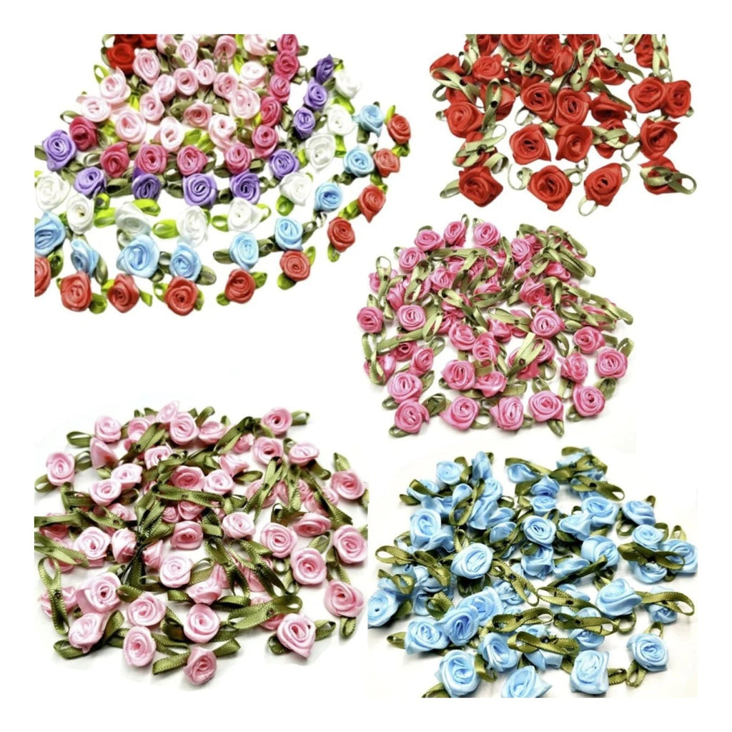 40pcs Mini Artificial Flower Heads with Ribbon