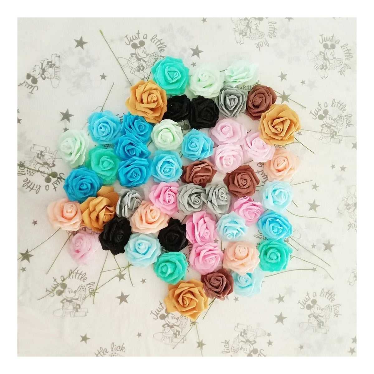 42pcs 7cm Foam Rose Artificial Flowers Mixed Colours