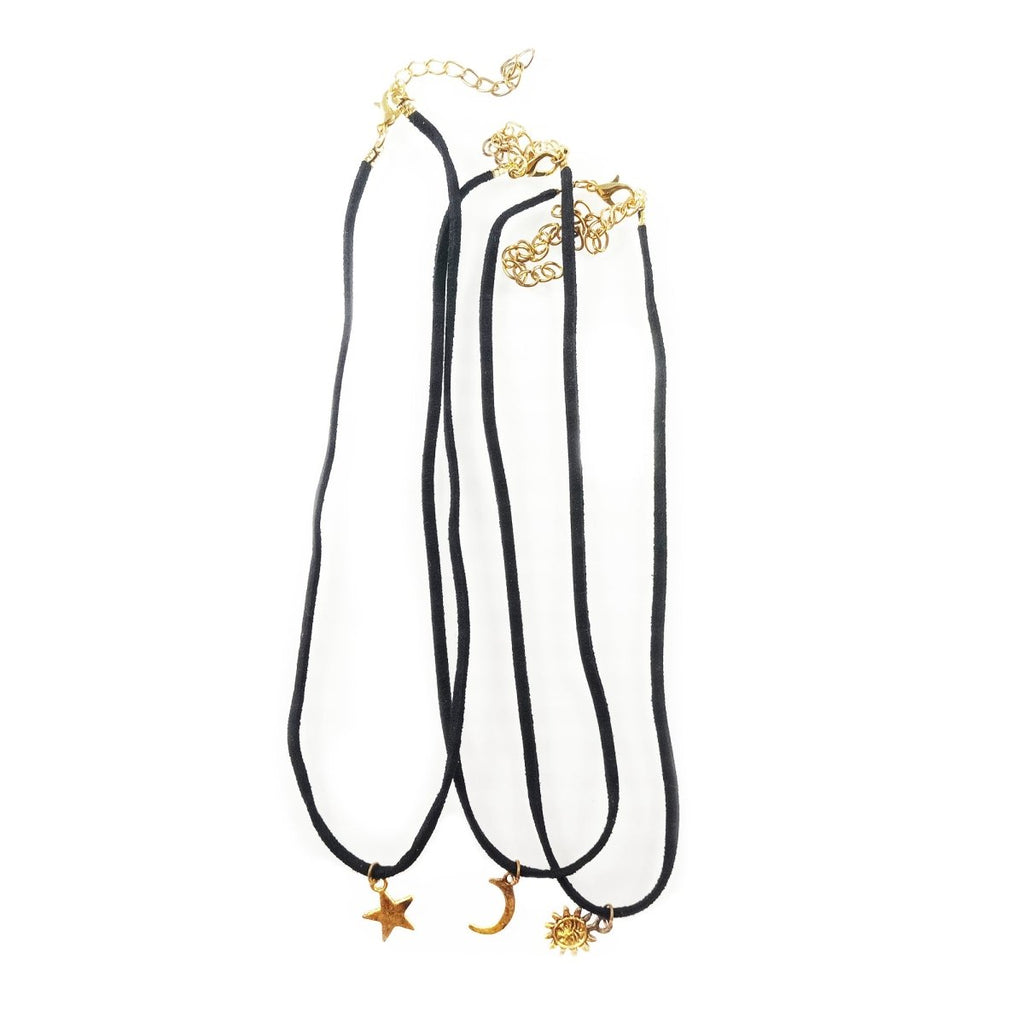 42pcs Costume Necklaces Tarnished Gold Moon Sun Star