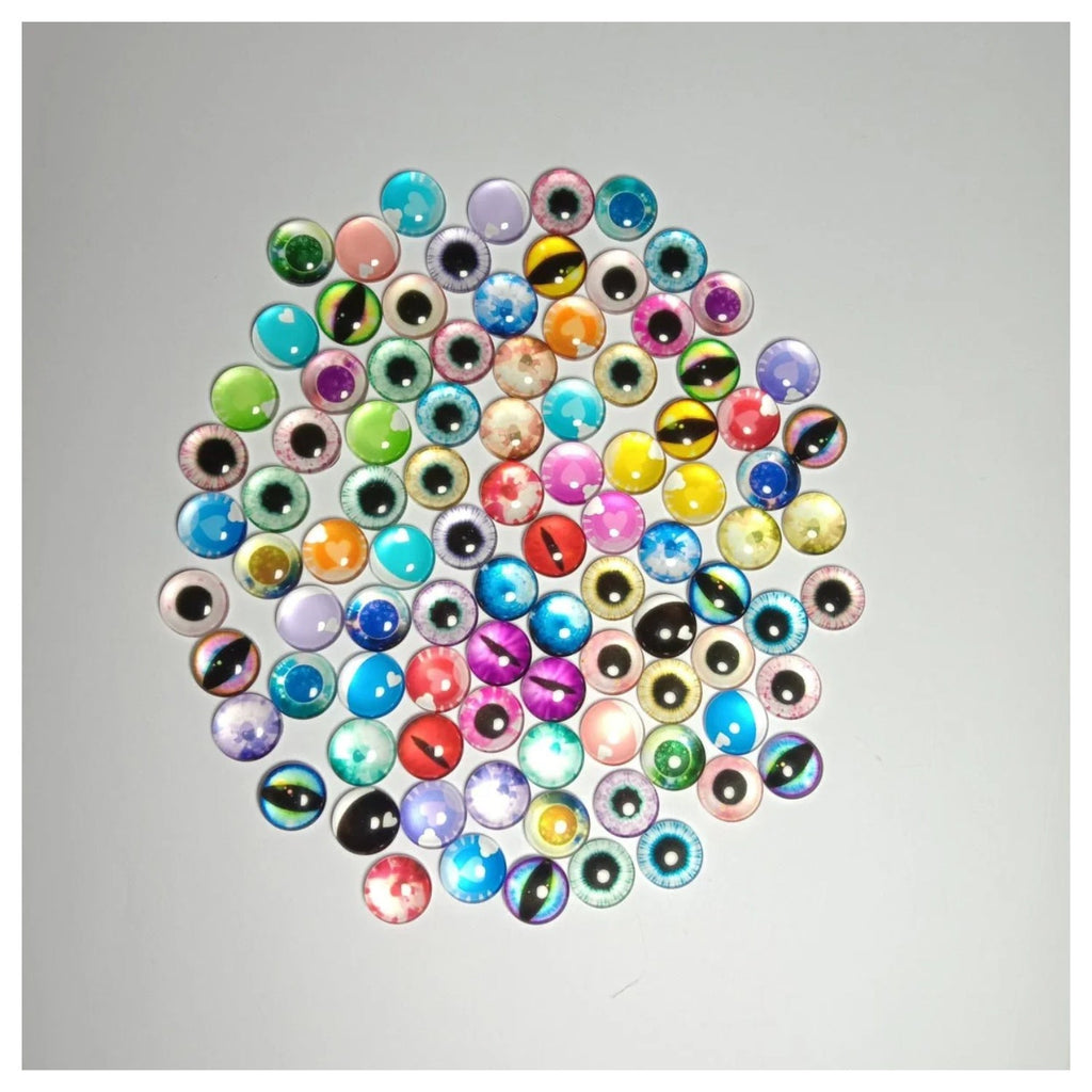 45 Pairs 12mm Half Dome Glass Cabochons Flat Back
