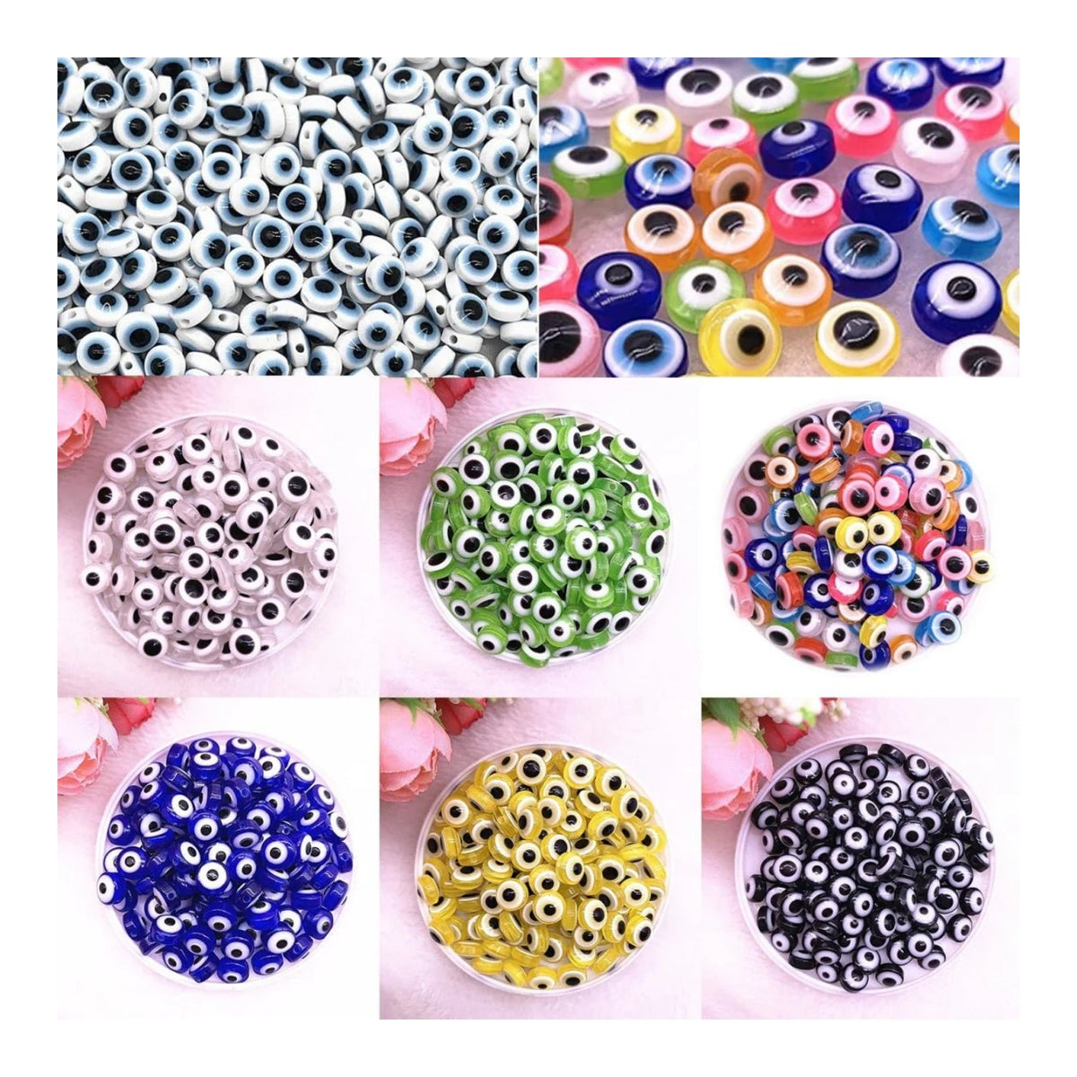 48pcs Oval Resin Spacer Beads Double Sided Eyes