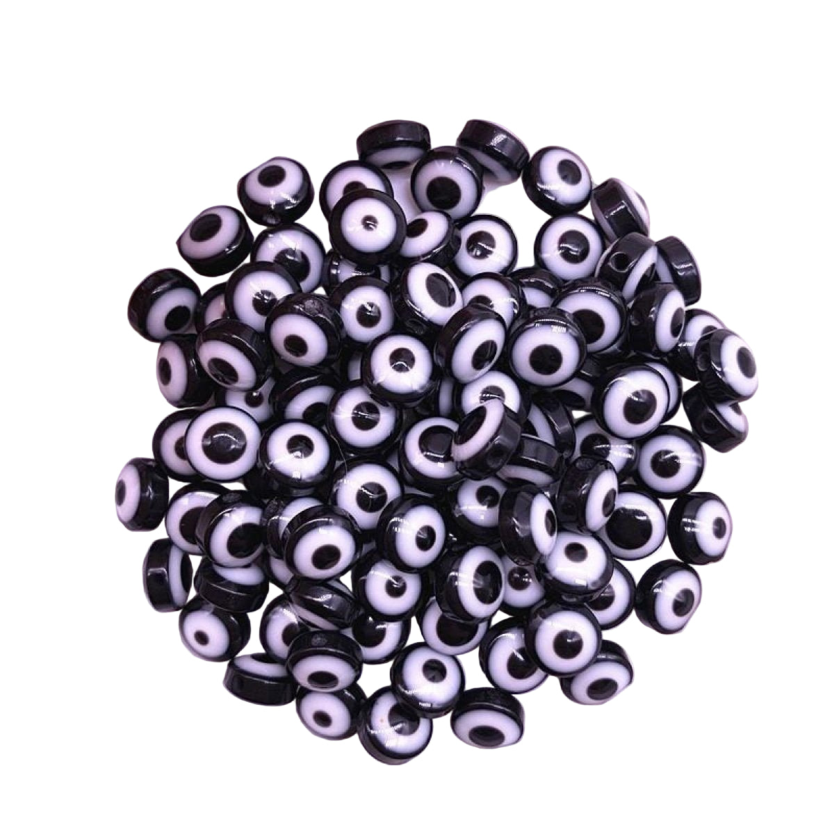 48pcs 8/10mm Resin Spacer Beads Double Sided Eyes – Black 8mm, Black 10mm