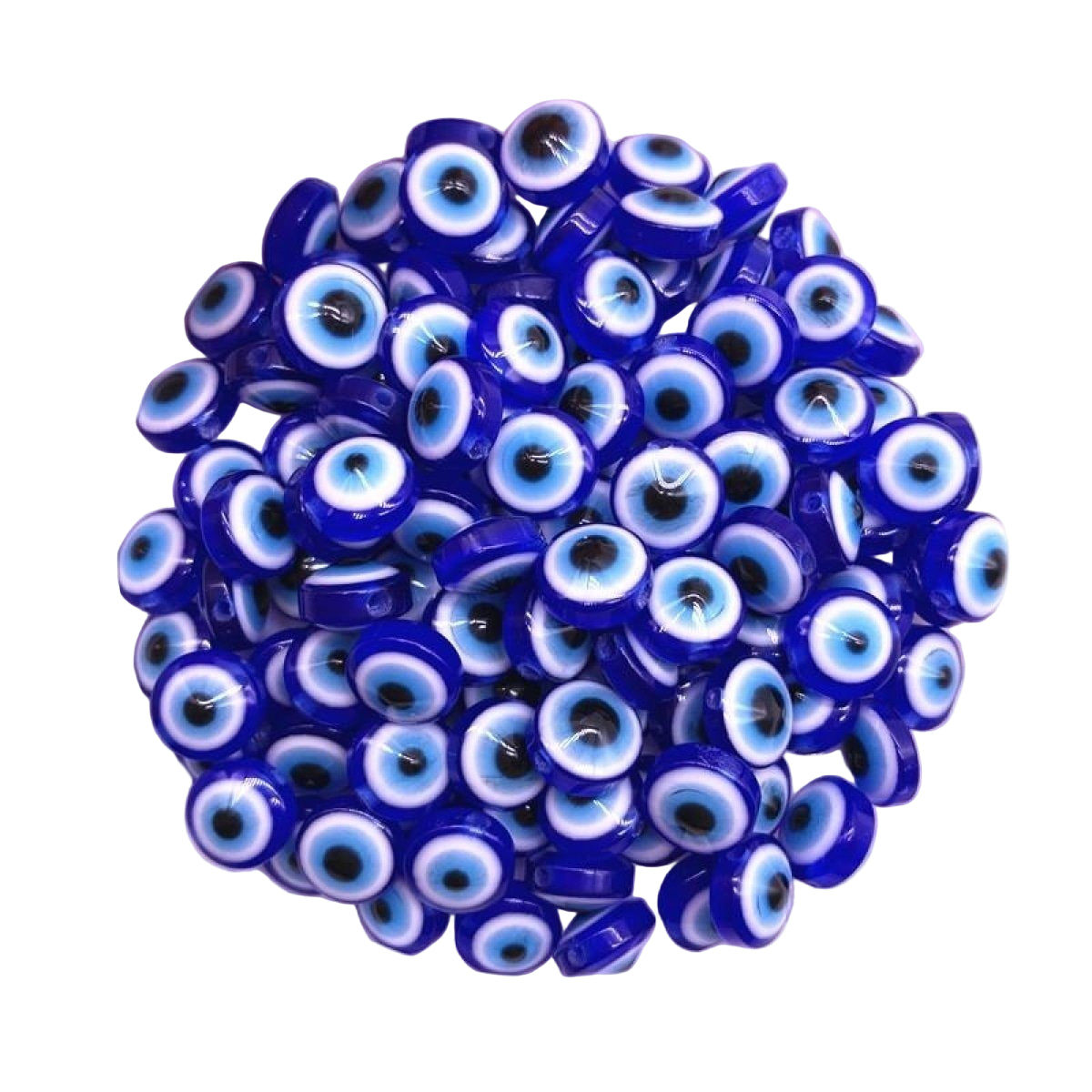 48pcs 8/10mm Resin Spacer Beads Double Sided Eyes – Blues 8mm, Blues 10mm
