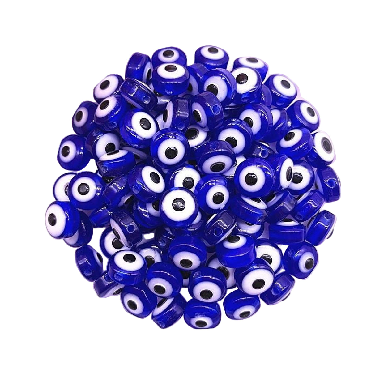 48pcs 8/10mm Resin Spacer Beads Double Sided Eyes – Deep Blue 8mm, Deep Blue 10mm