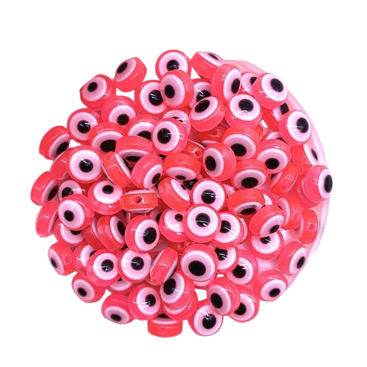 48pcs 8/10mm Resin Spacer Beads Double Sided Eyes – Deep Pink 8mm, Deep Pink 10mm