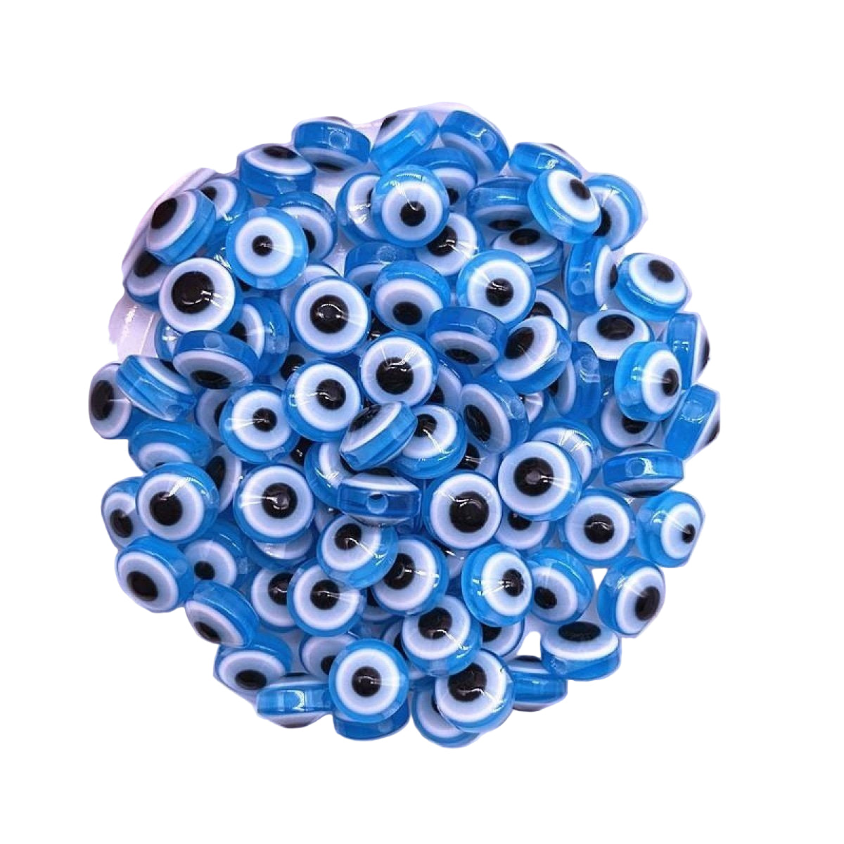 48pcs 8/10mm Resin Spacer Beads Double Sided Eyes – Light Blue 8mm, Light Blue 10mm