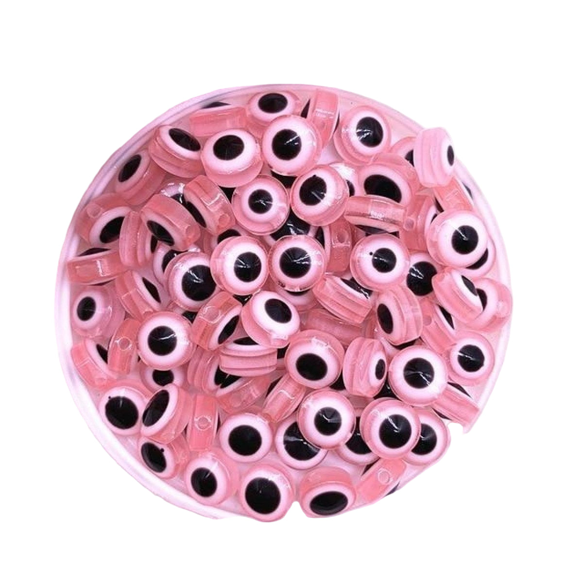48pcs 8/10mm Resin Spacer Beads Double Sided Eyes – Pink 8mm, Pink 10mm