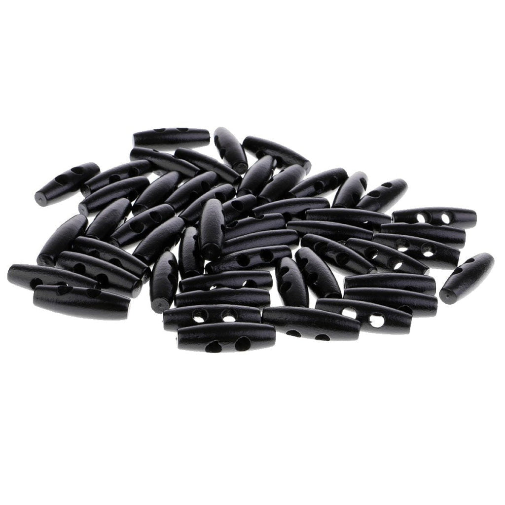 Wooden Horn Toggle Buttons 30x10mm â€“ 2, 10 or 20 Pieces