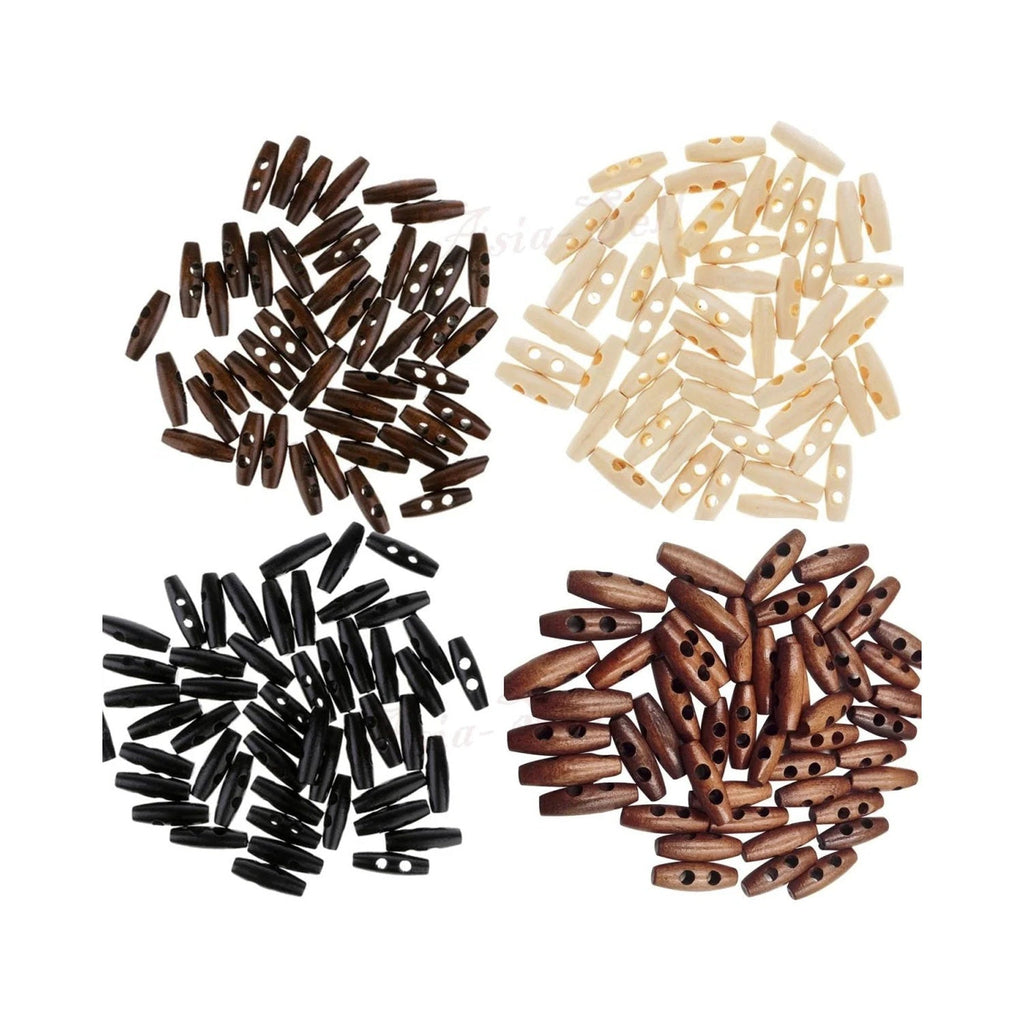 Wooden Horn Toggle Buttons 30x10mm â€“ 2, 10 or 20 Pieces