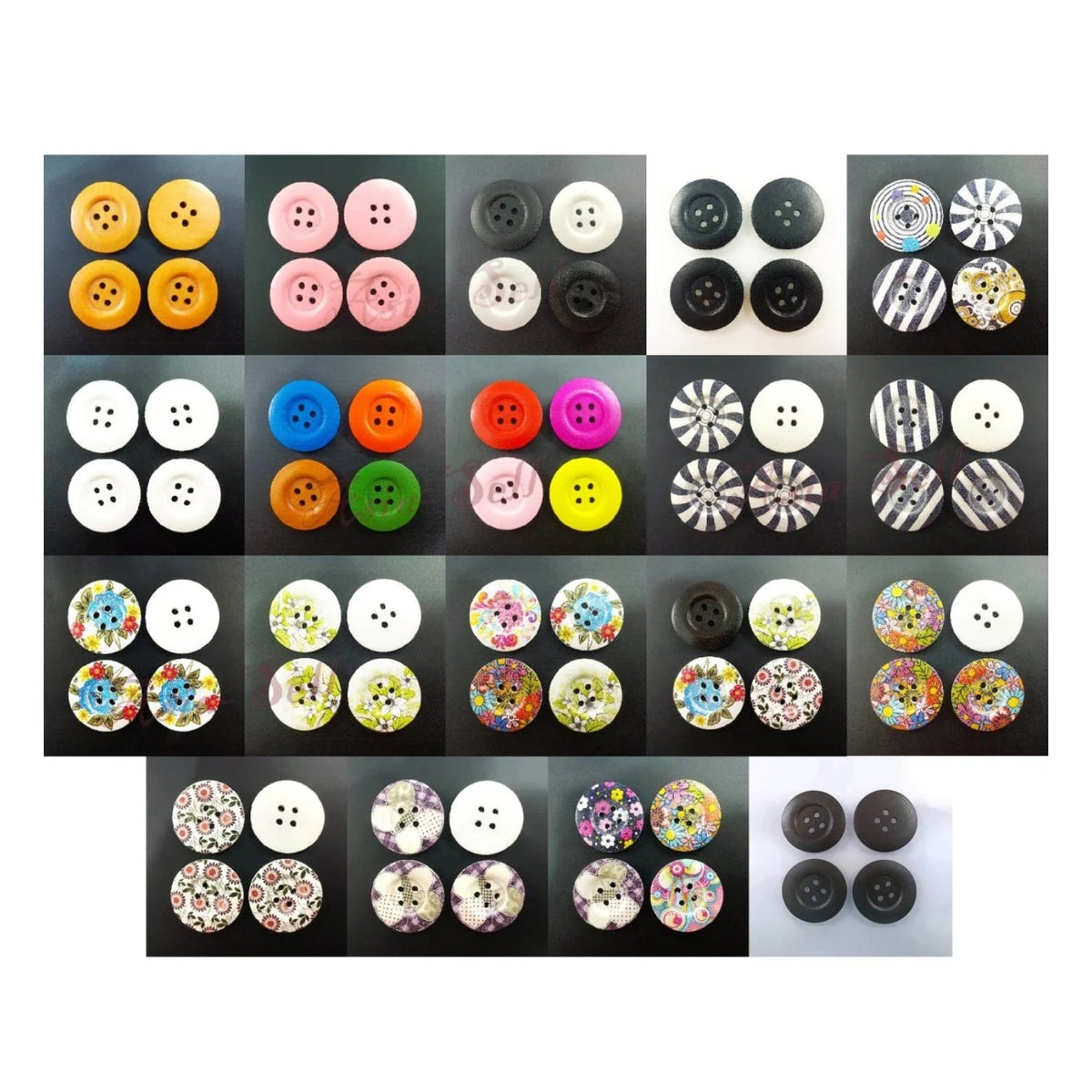 4pcs 50mm Painted Wooden Buttons