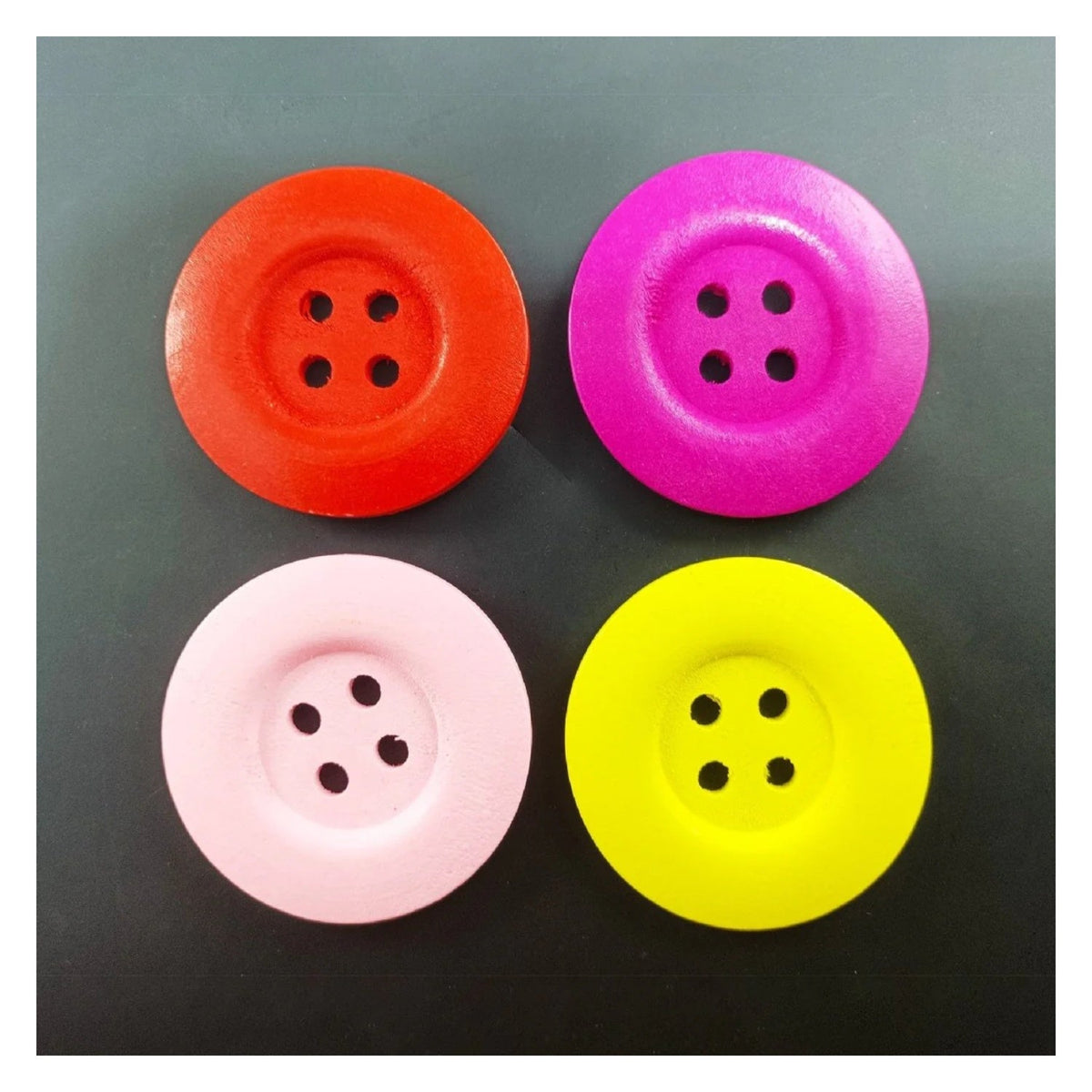 4pcs 50mm Painted Wooden Buttons – 8. Red Pink Yellow