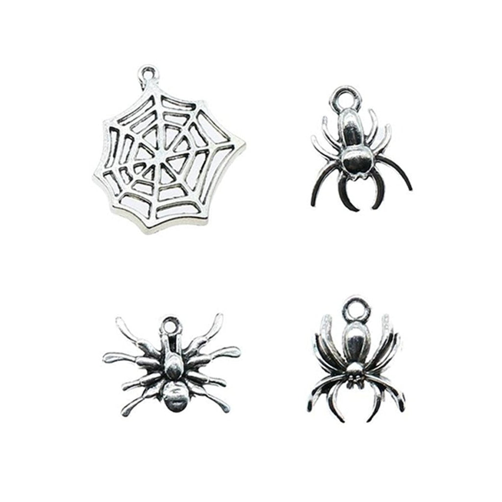Spider Charms Antique Silver – 4pcs – Mixed