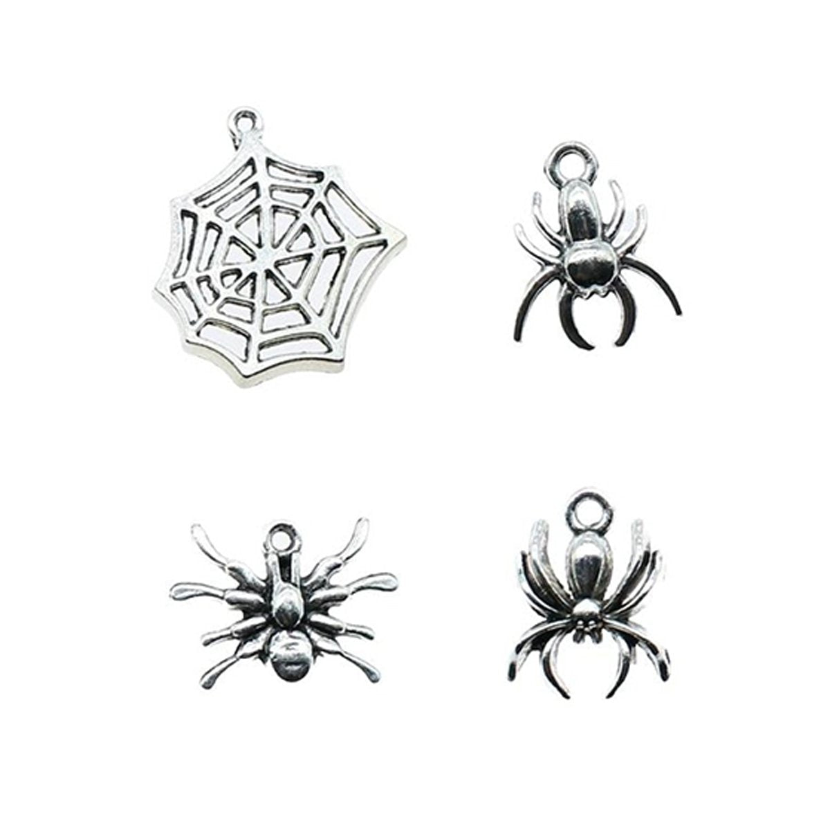 Spider Charms Antique Silver – 4pcs – Mixed