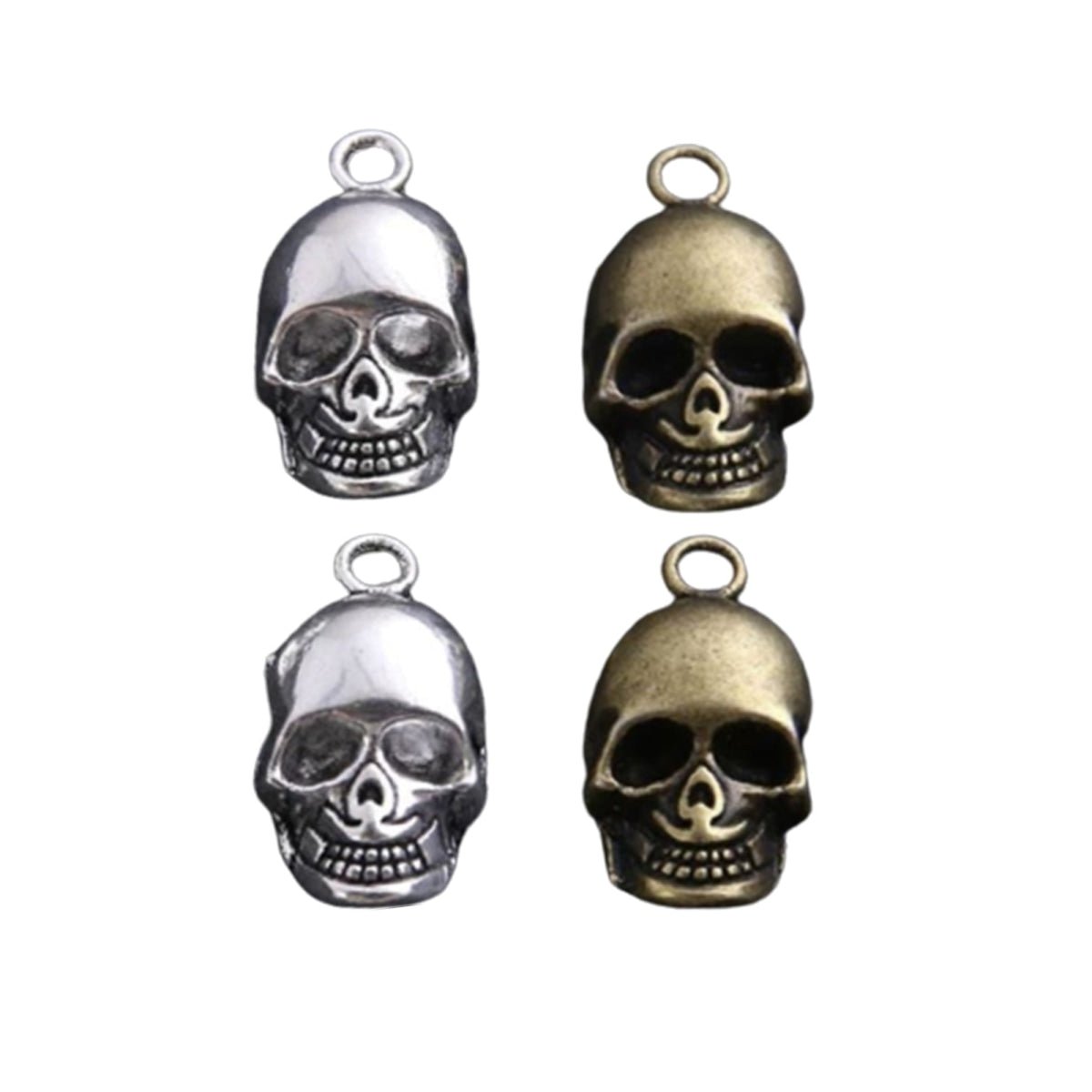 4x 11*20mm Silver Bronze Skull Charms Pendant for DIY Jewellery