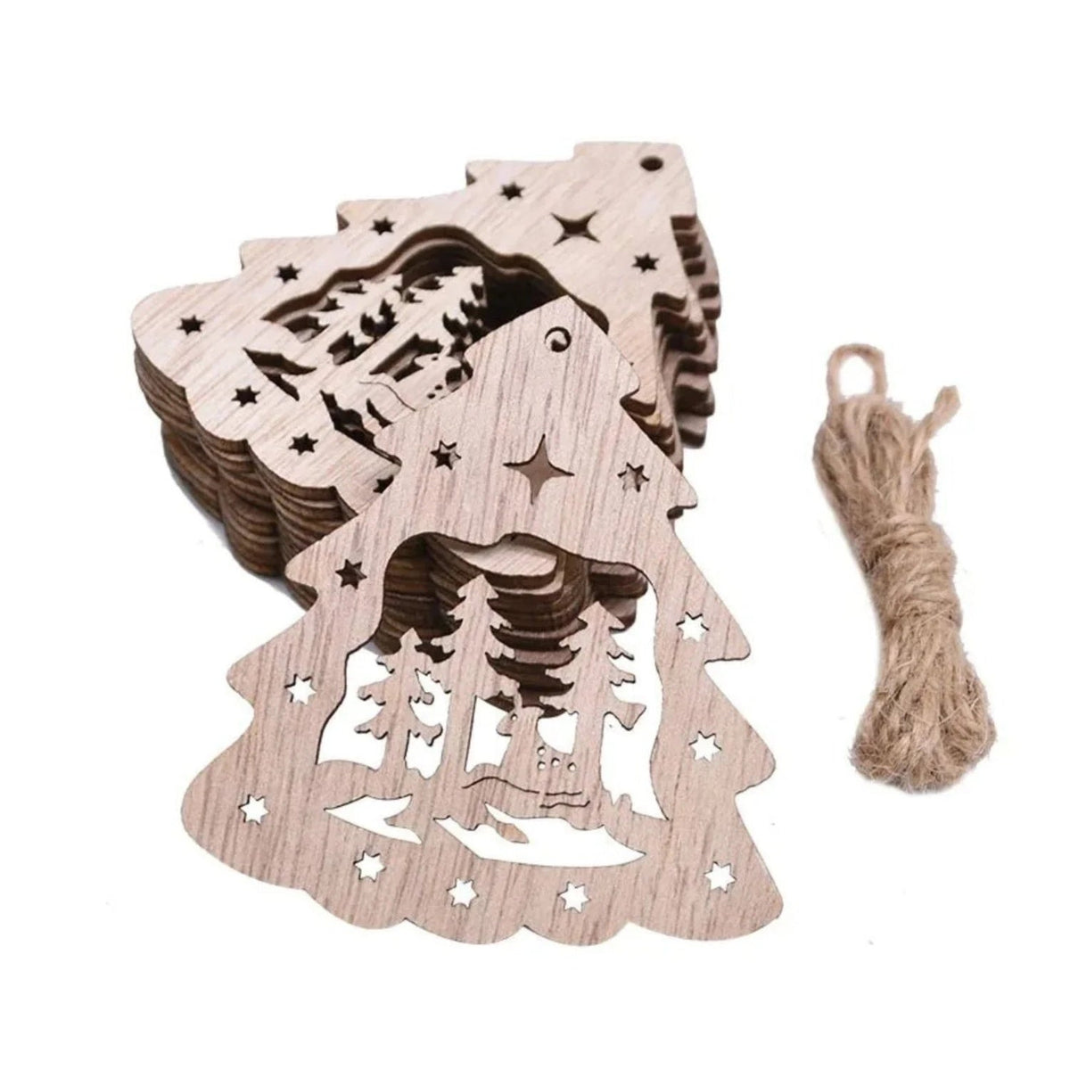 Christmas Wooden Pendant Hanging Ornament with String
