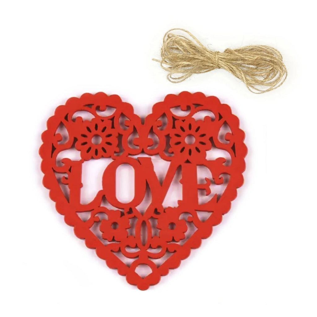 Wooden Heart Laser Cut Forms 80mm with Jute Twine