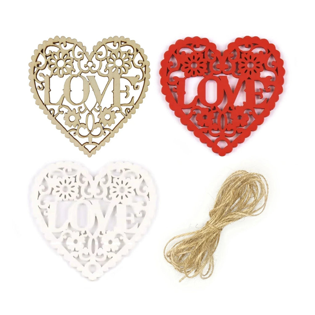 Wooden Heart Laser Cut Forms 80mm with Jute Twine