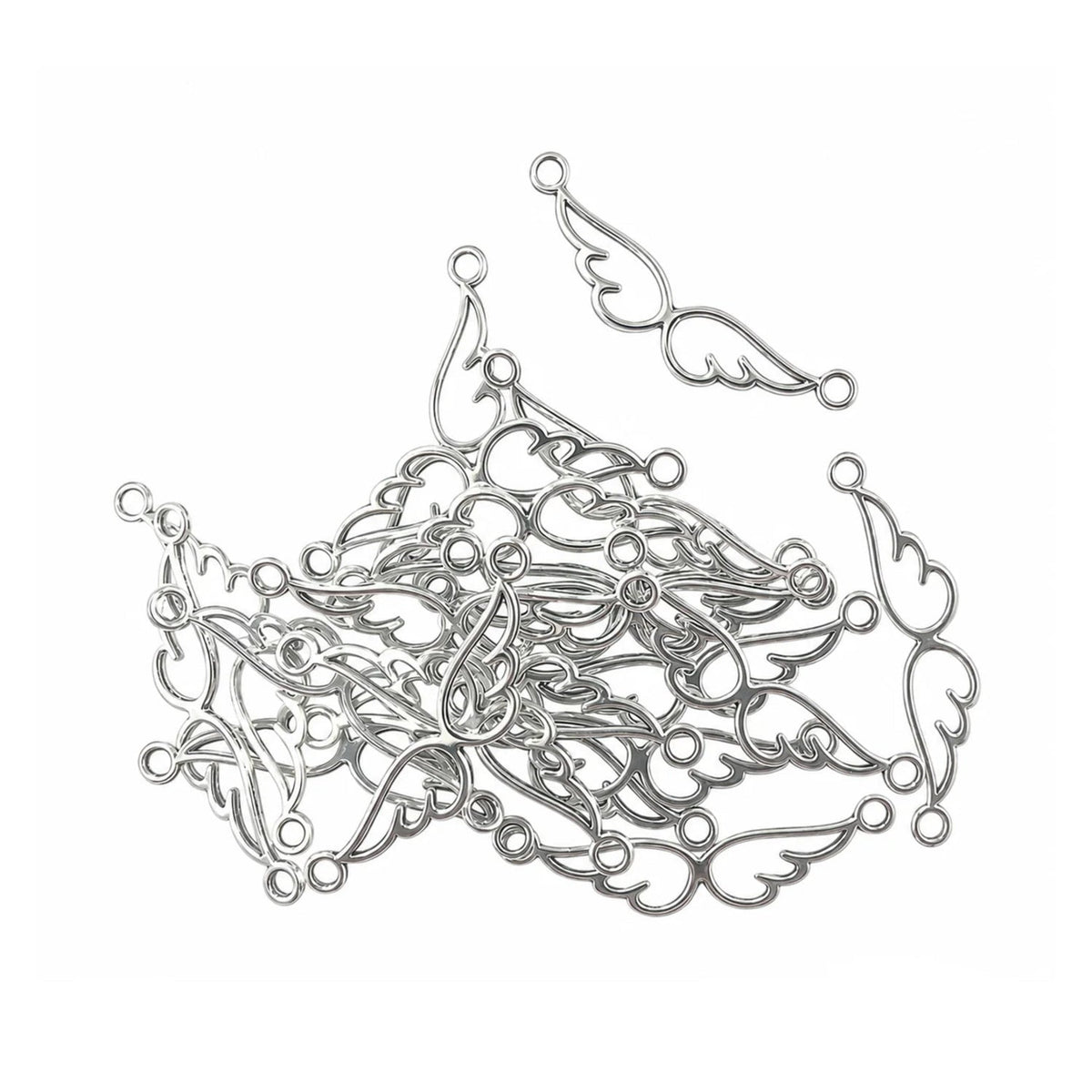 Pendant Charms for Jewellery – Infinity, Angel Wings, Clover – 20x Angel Wings Silver Colour