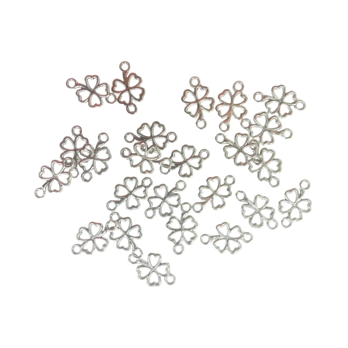 Pendant Charms for Jewellery – Infinity, Angel Wings, Clover – 20x 4 Leaf Clovers Silver Colour