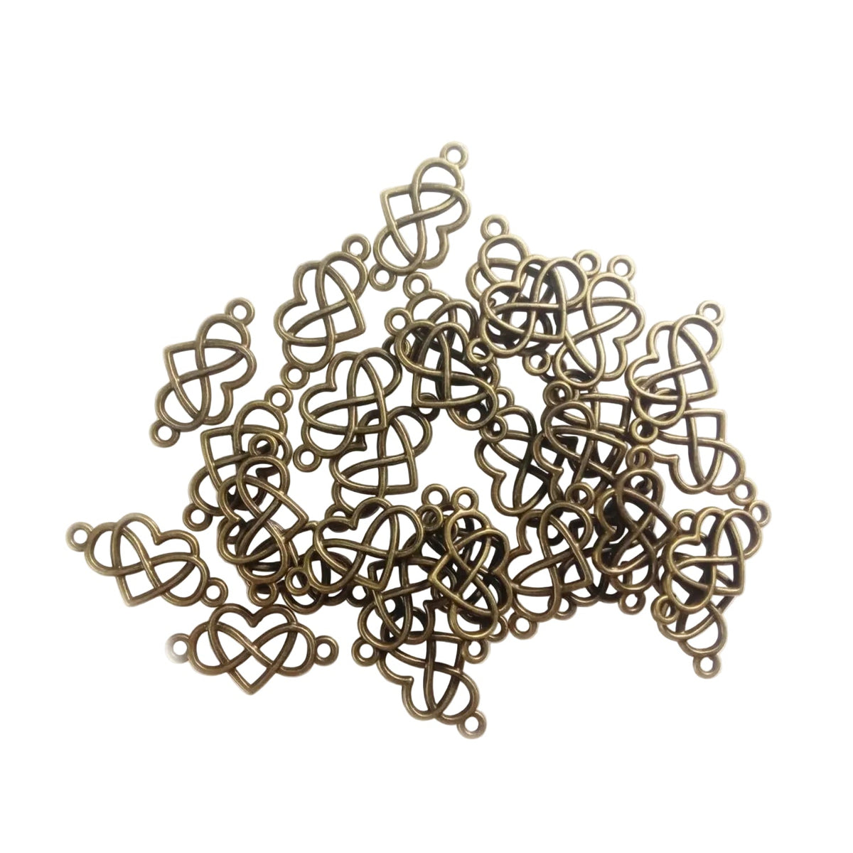 Pendant Charms for Jewellery – Infinity, Angel Wings, Clover – 20x Infinity Love Connectors Brass Colour