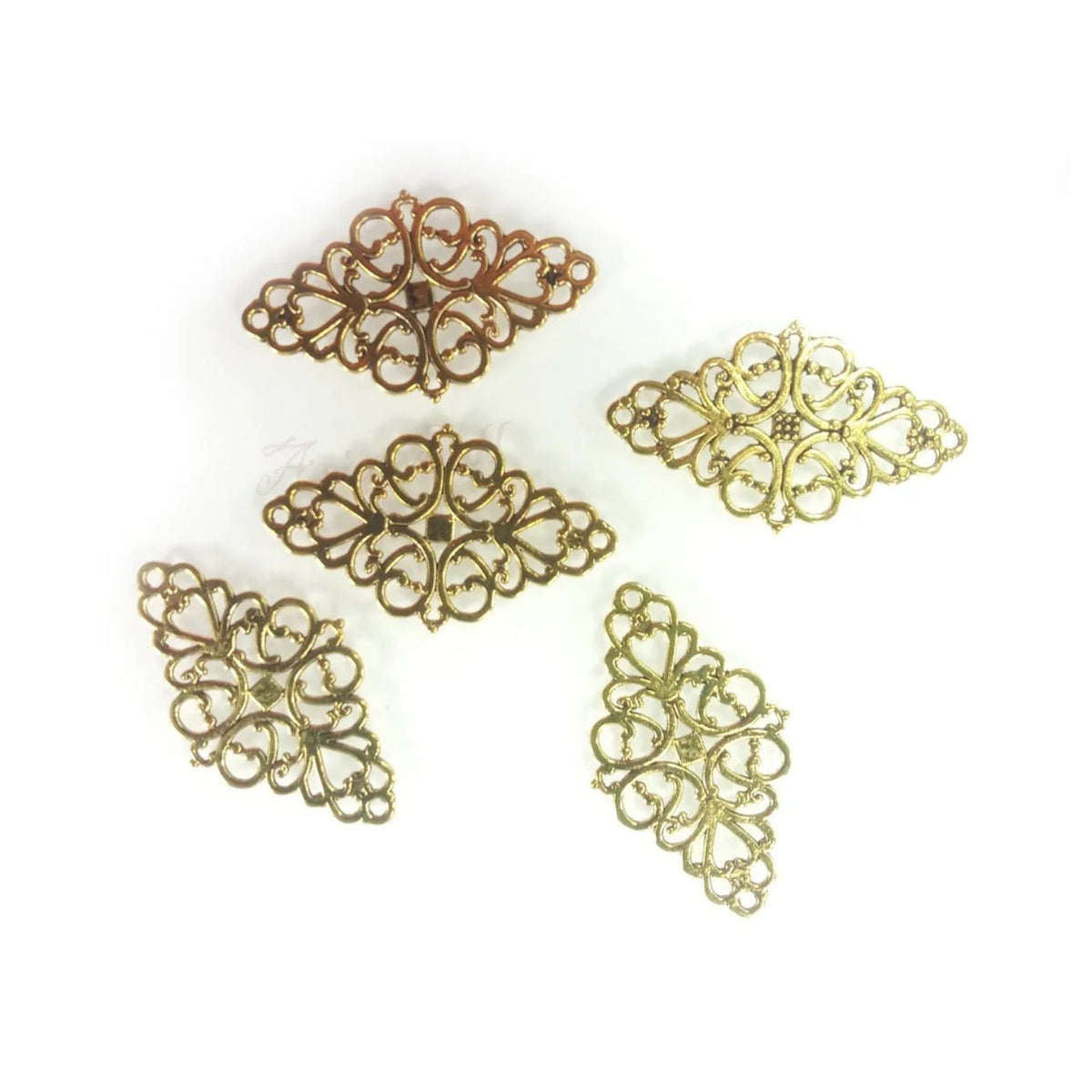 Pendant Charms for Jewellery – Infinity, Angel Wings, Clover – 5x Filigree Brass Colour