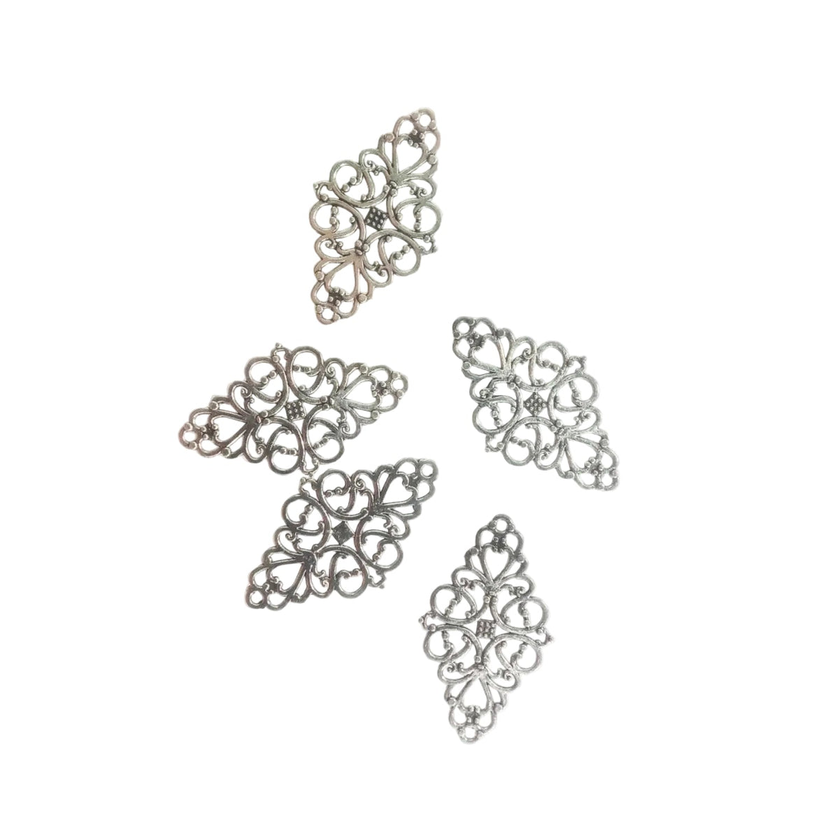 Pendant Charms for Jewellery – Infinity, Angel Wings, Clover – 5x Filigree Silver Colour