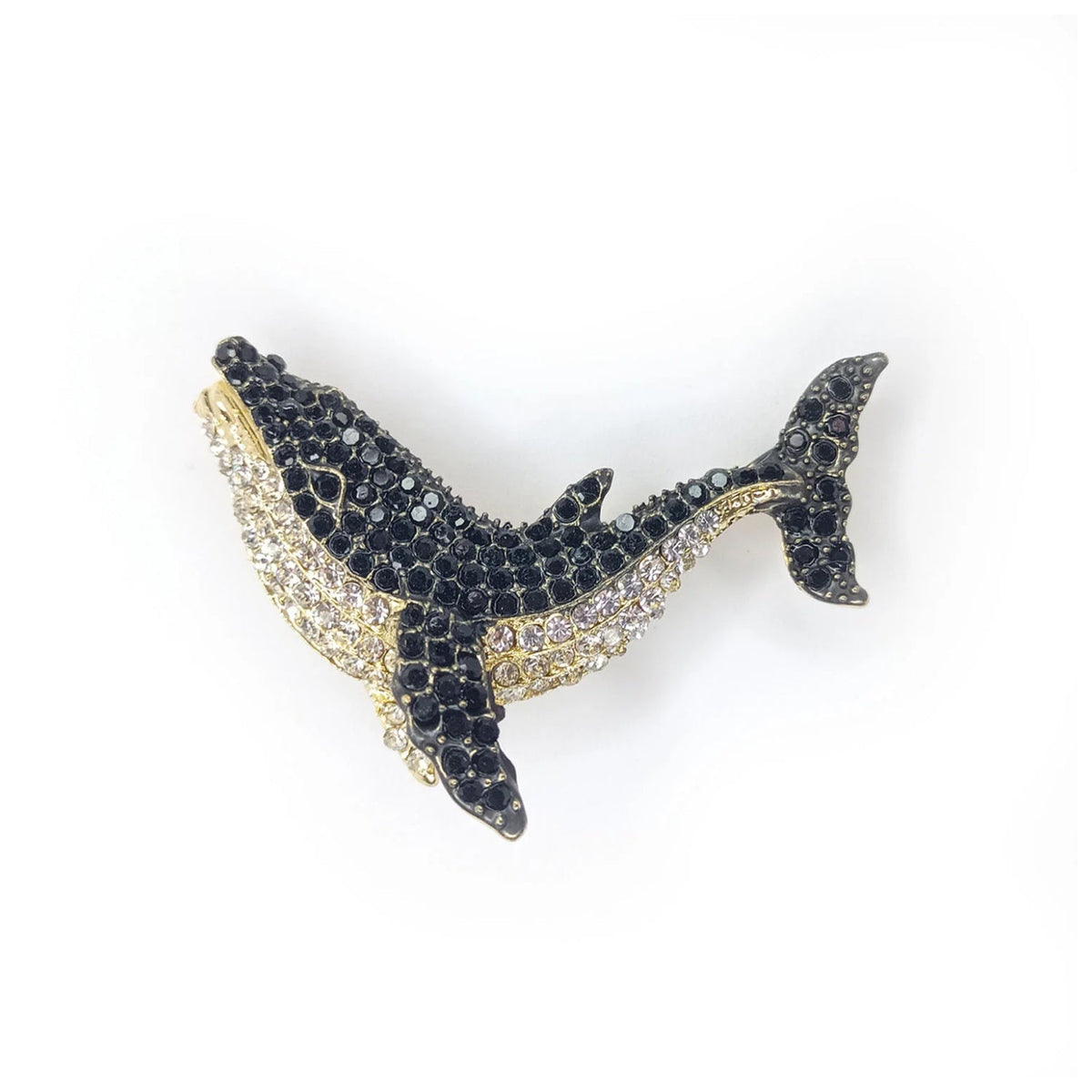 5.5cm Vintage Whale Brooch Pin Backed Dolphin Pendant – Black