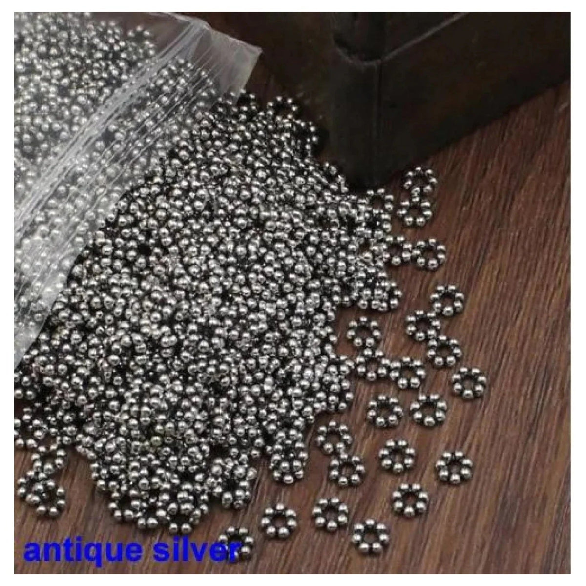 500 pcs 5mm Zinc Alloy Spacer Beads with 2mm Hole – Antique Silver