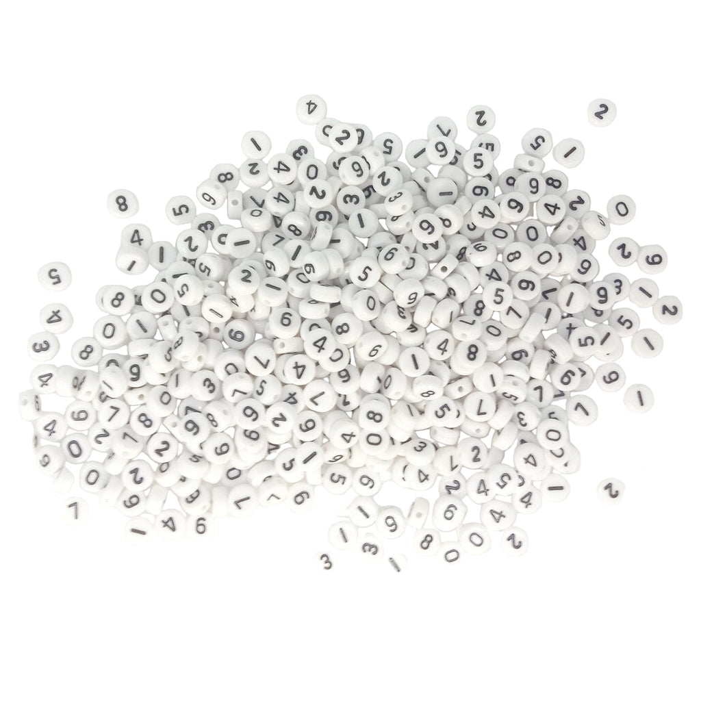 500 Numbers Spacer Beads DIY Black on White