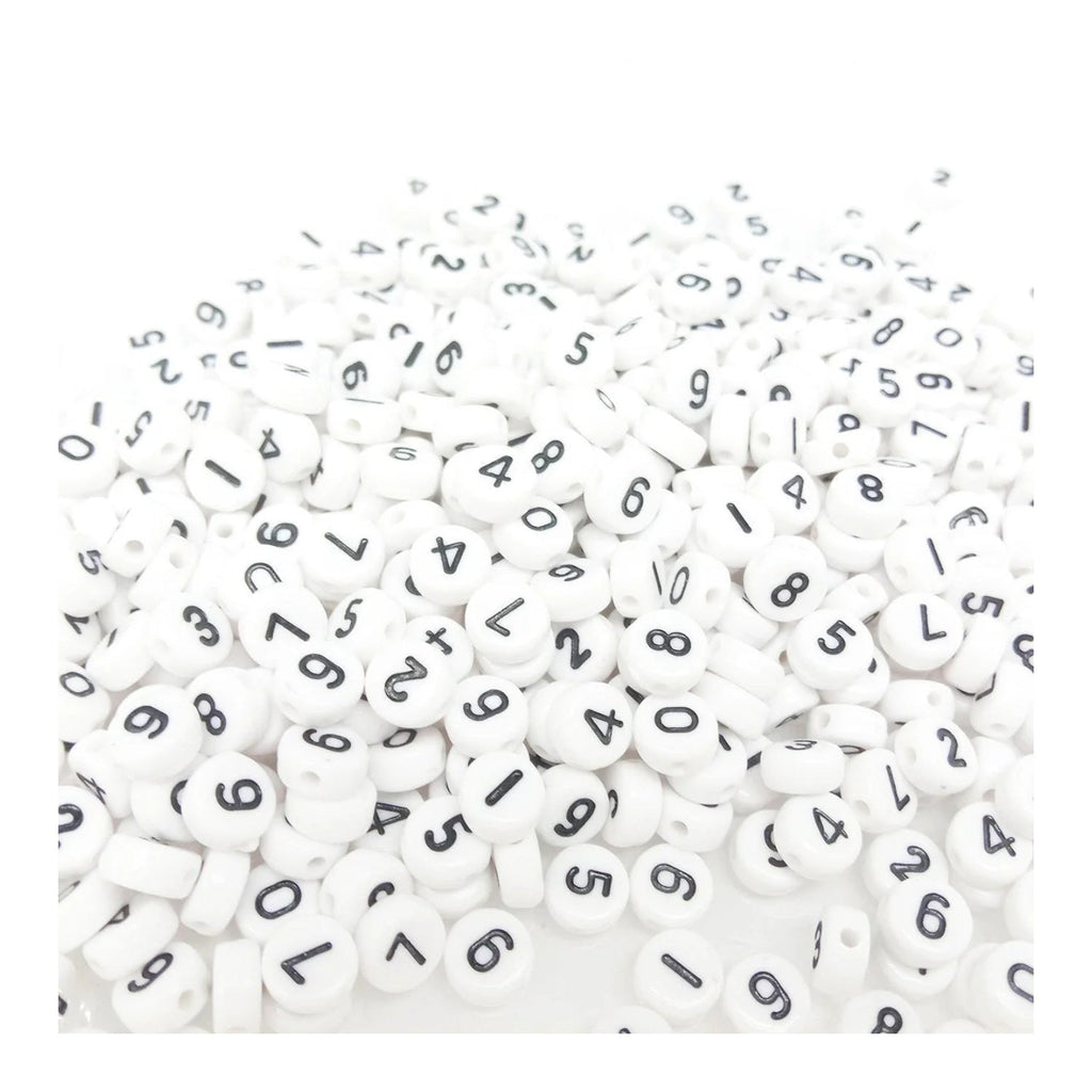 500 Numbers Spacer Beads DIY Black on White