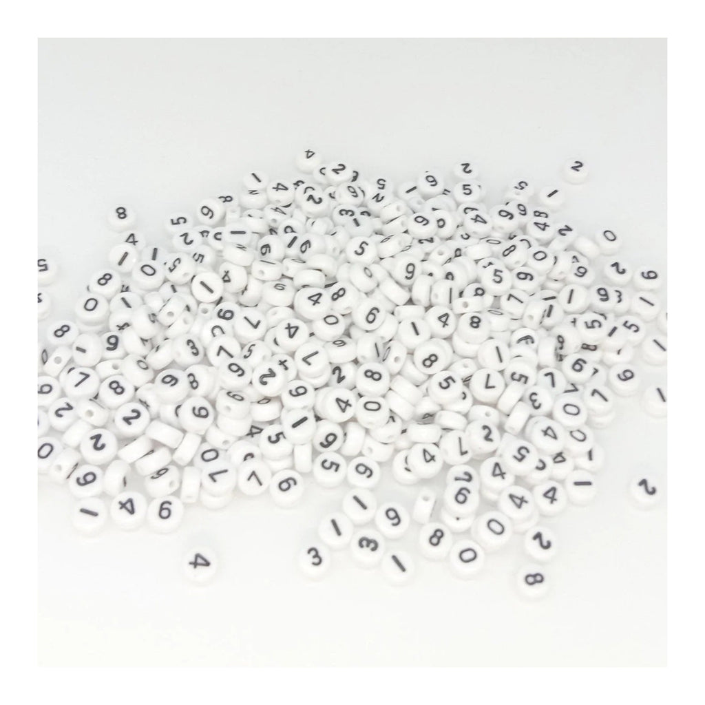 500 Numbers Spacer Beads DIY Black on White