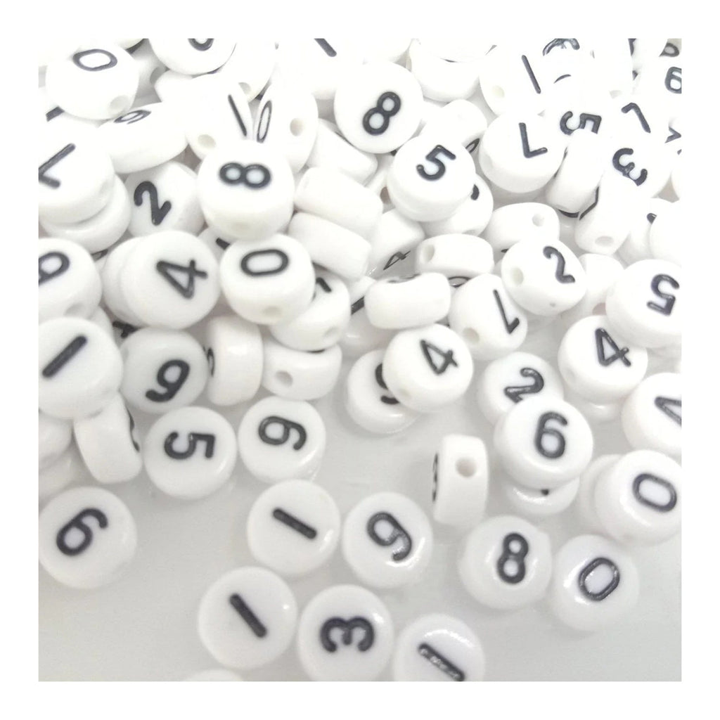 500 Numbers Spacer Beads DIY Black on White