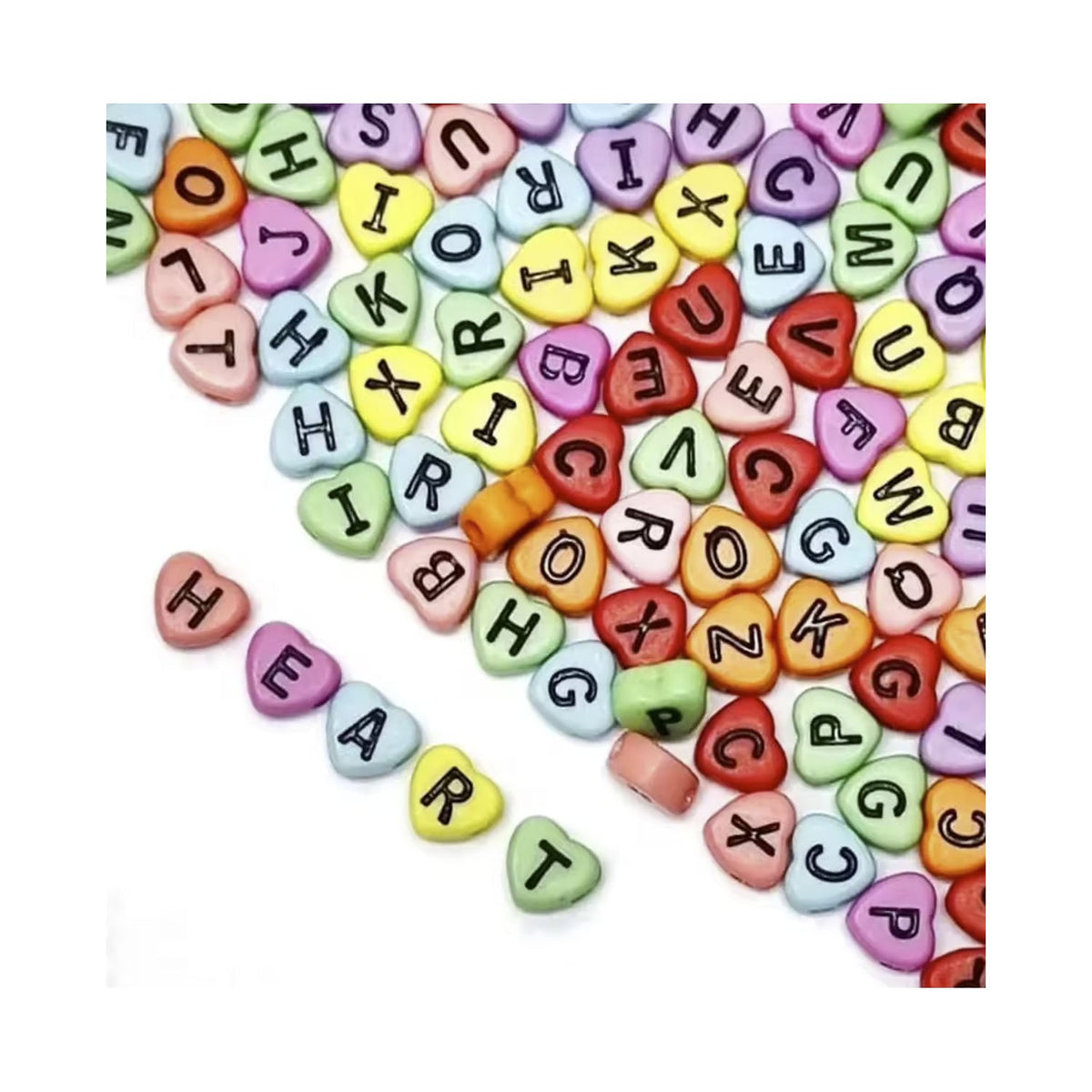 500pcs 4x7mm Mixed Colour Acrylic Letter Beads – Black on Multicoloured