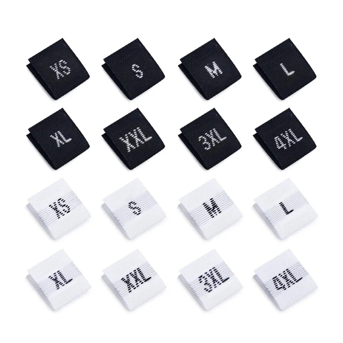 Clothing Size Label Tags 10-500pcs XS-4XL Black/White