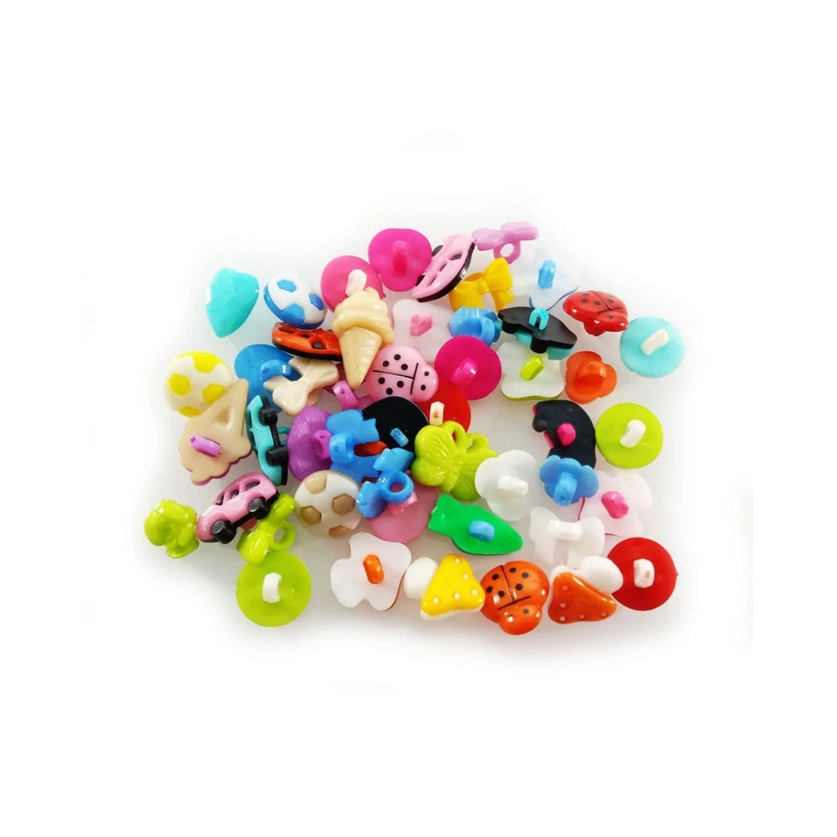 50/100pcs Mixed Shape Buttons & Brooches for Kids Clothing – 50pcs Set C