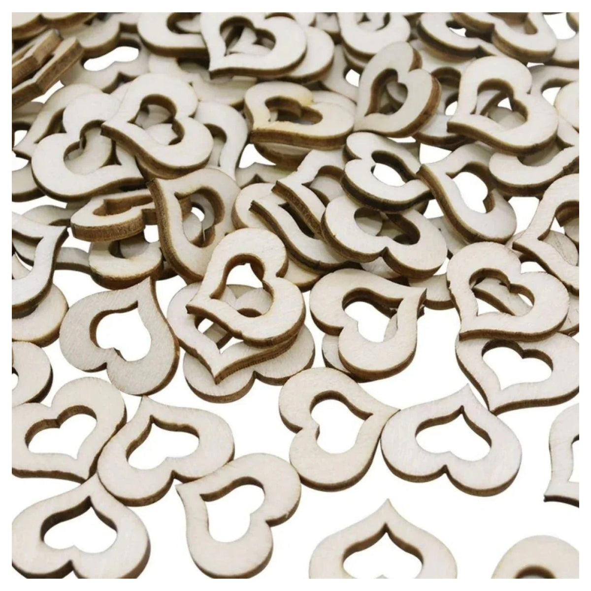 Rustic Wooden Heart Discs for Craft Projects – 100pcs 10mm, 100pcs 20mm, 50pcs 30mm, 50pcs 40mm