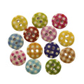 50pcs 11-18mm Grid Pattern Wooden Buttons – 11.5mm, 13mm, 15mm, 18mm