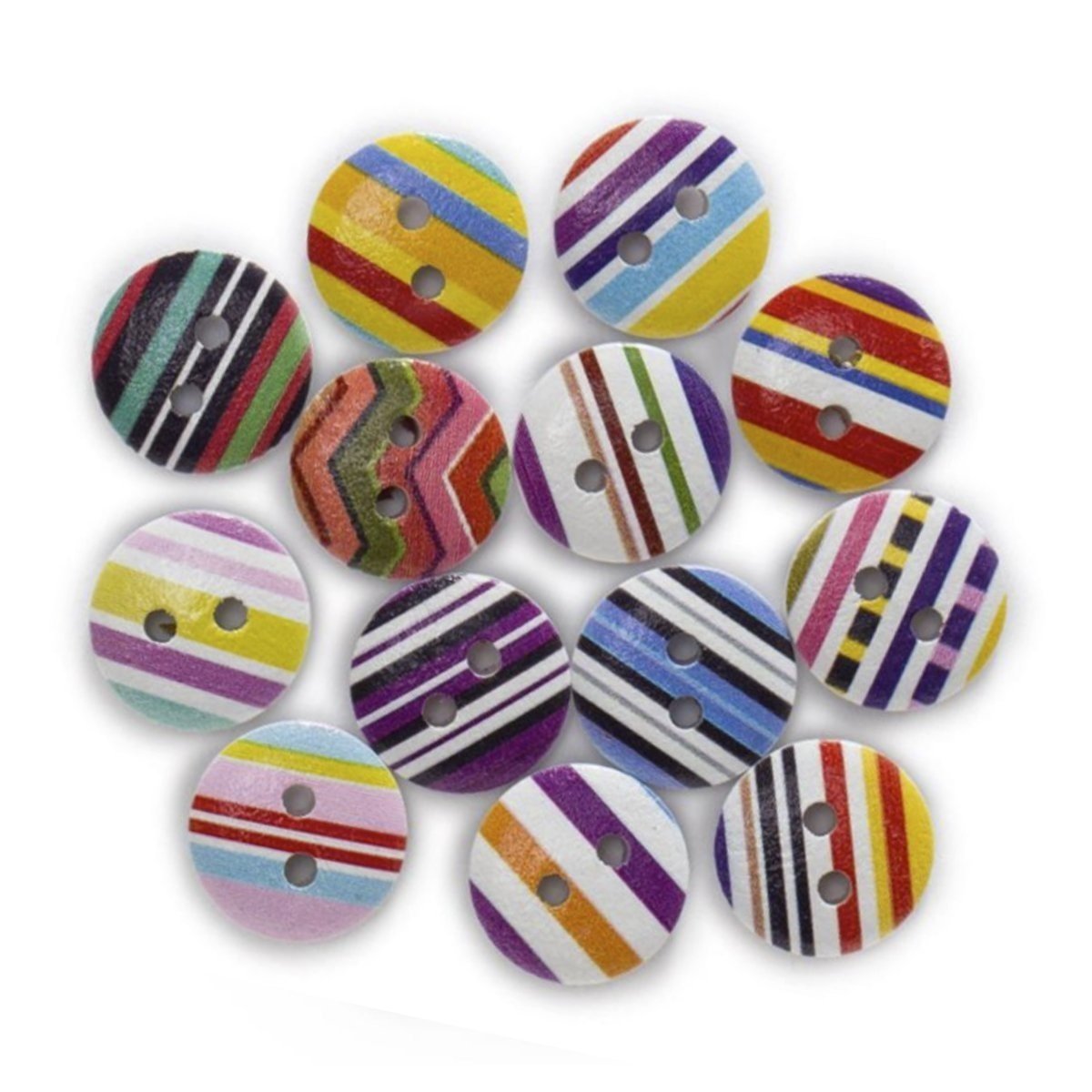 50pcs 11.5mm-18mm Striped Pattern Buttons – 11.5mm, 13mm, 15mm