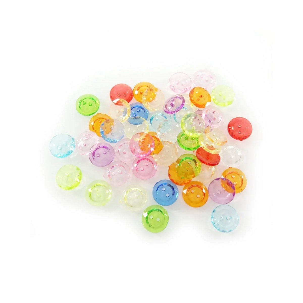 50 Transparent Acrylic Buttons 12mm Mixed Colour