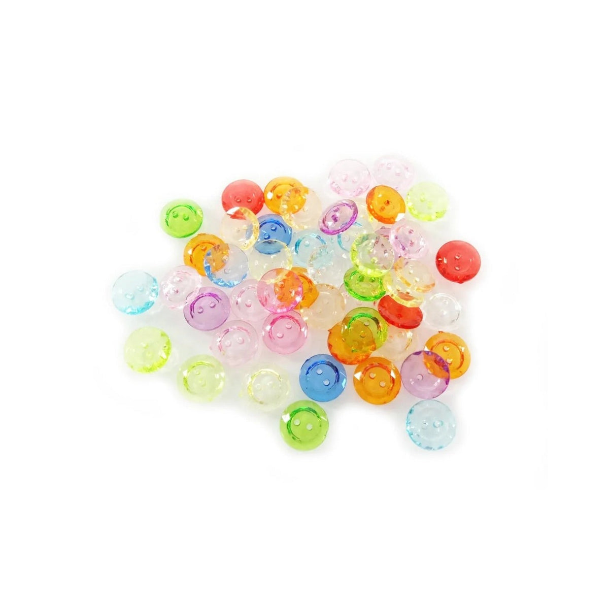 50 Transparent Acrylic Buttons 12mm Mixed Colour