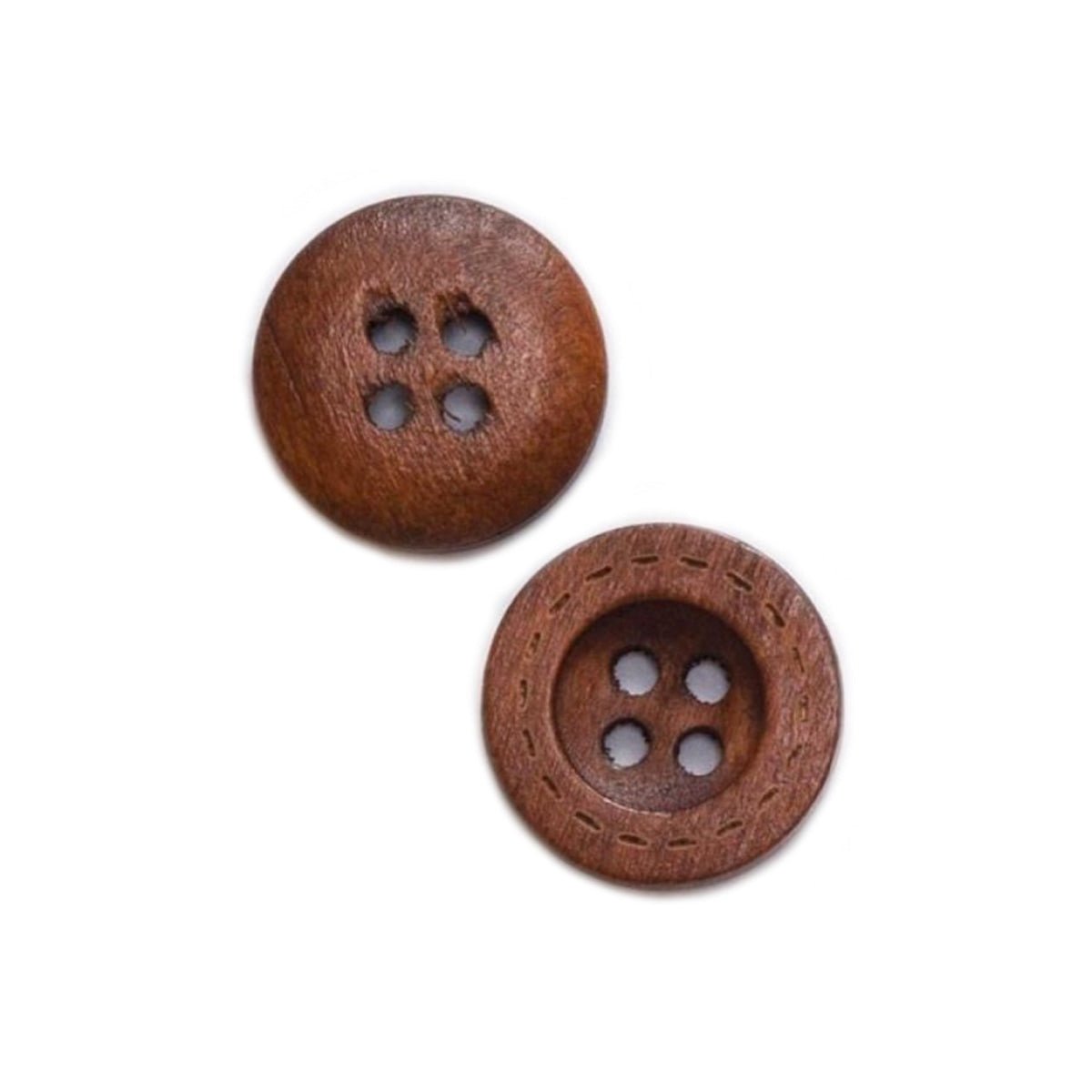 50pcs 13-18mm 4-Hole Wooden Buttons for Clothing – Dark Brown 13mm