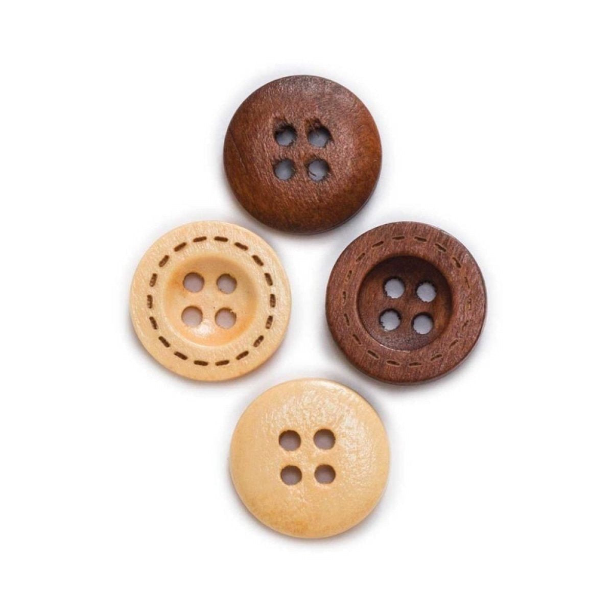 50pcs 13-18mm 4-Hole Wooden Buttons for Clothing
