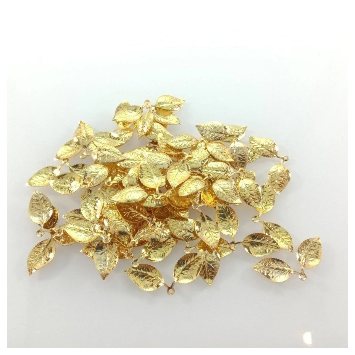 50pcs 13x32mm Vintage Double Leaf Pendant Charms – Gold